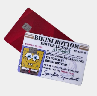 Spongebob Drivers License Credit Card Skin