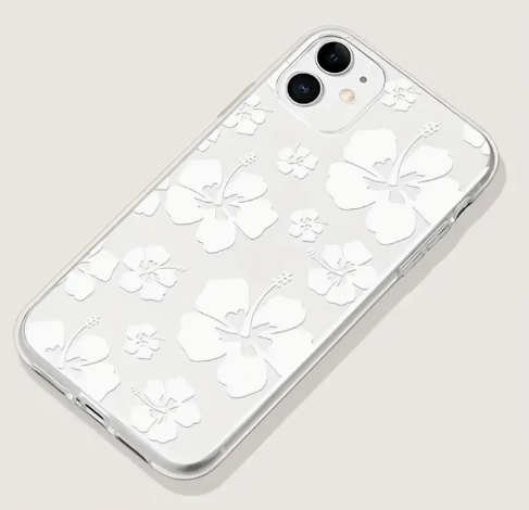 White Hibiscus Transparent Flower Phone Case